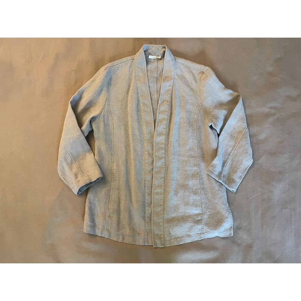 Eileen Fisher Organic Linen Blazer Sz M/L Cream Neutral Minimalist Quiet Luxury